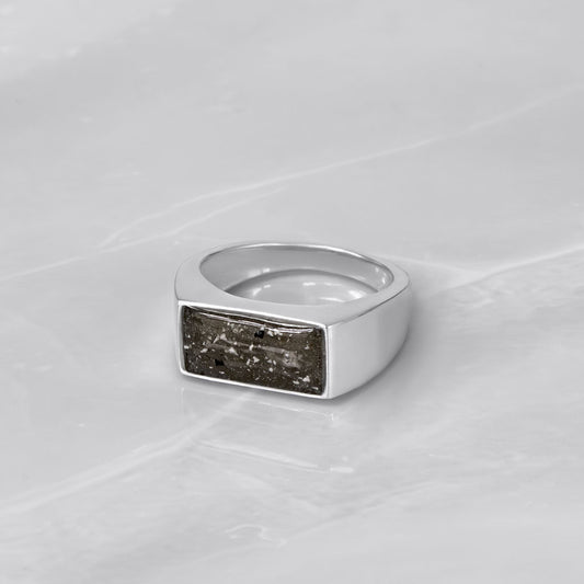Anillo de plata con cenizas en forma de sello clásico para hombre
