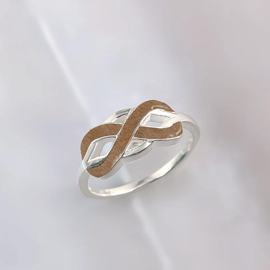 Anillo con pelo de perro dentro de infinito de plata