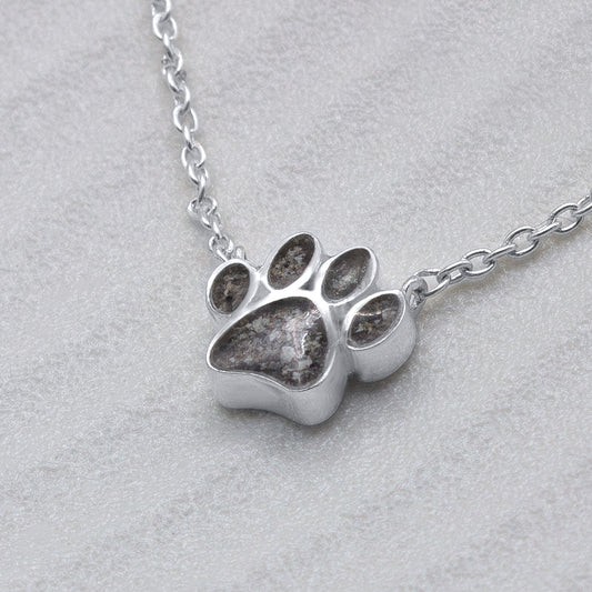 Colgante con Cenizas de Mascota en Huella de Plata y Cadena Integrada