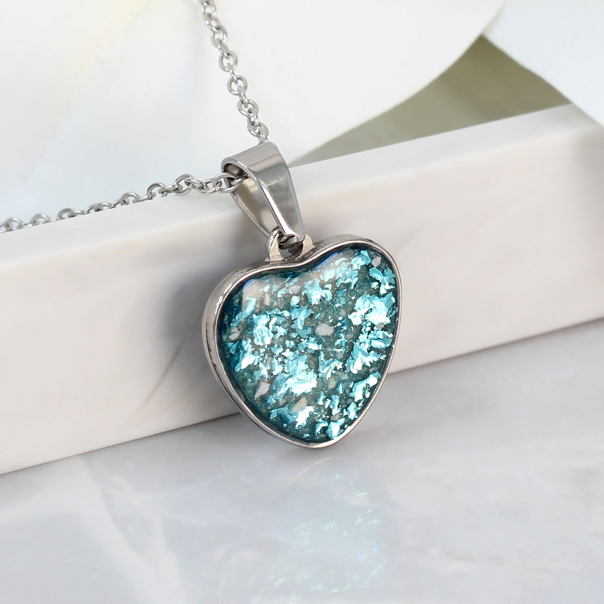 Colgante con Cenizas en Corazón con Brillo