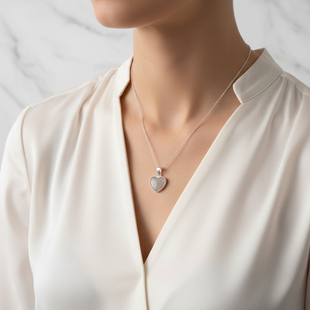 Colgante con Cenizas en Corazón de Plata