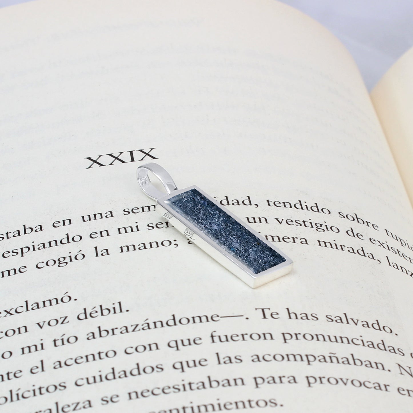 Colgante con Cenizas en Rectángulo Sencillo de Plata de Ley para Hombre