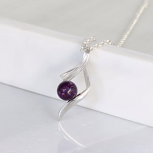 Colgante con Esfera de Cenizas sobre Lazo Infinito de Plata de Ley