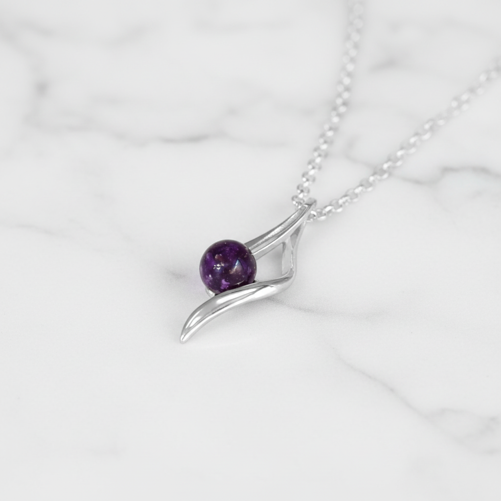 Colgante con Esfera de Cenizas sobre Lazo Infinito de Plata