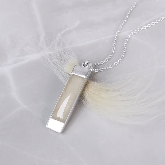 Colgante de Plata con Pelo de Mascota en Rectángulo