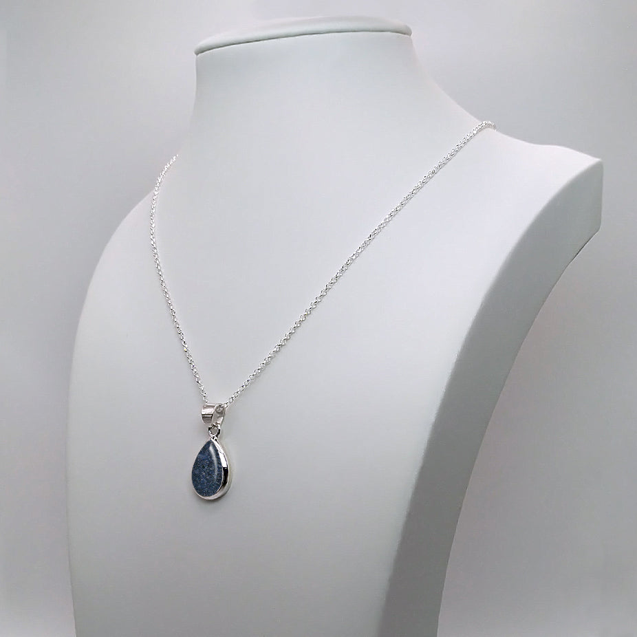 Colgante de plata con cenizas de animal mascota perro o gato en lágrima o perla o gota.