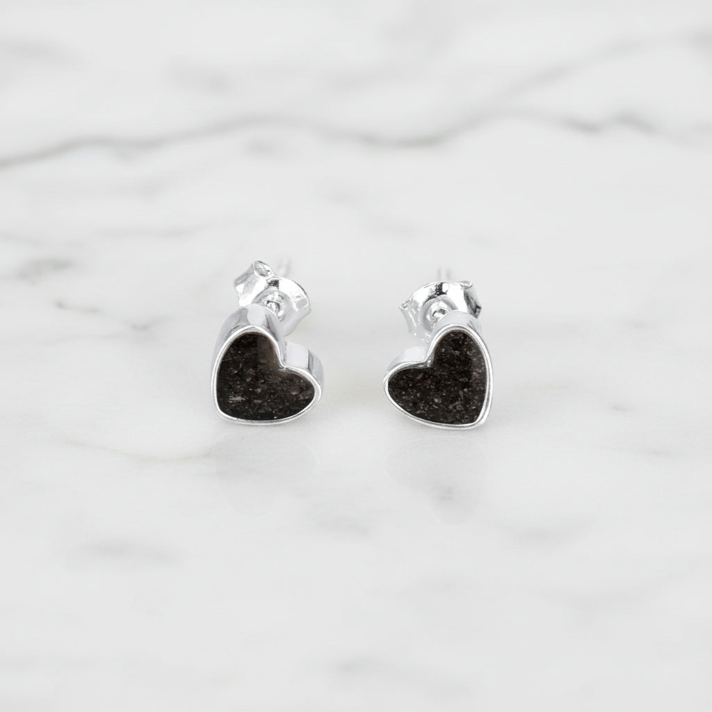 Pendientes con Cenizas en Corazones de Plata