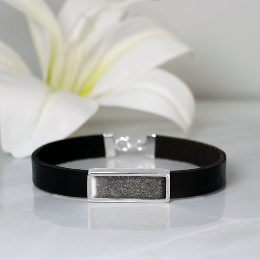Pulsera con Cenizas en Deslizador Plano de Plata