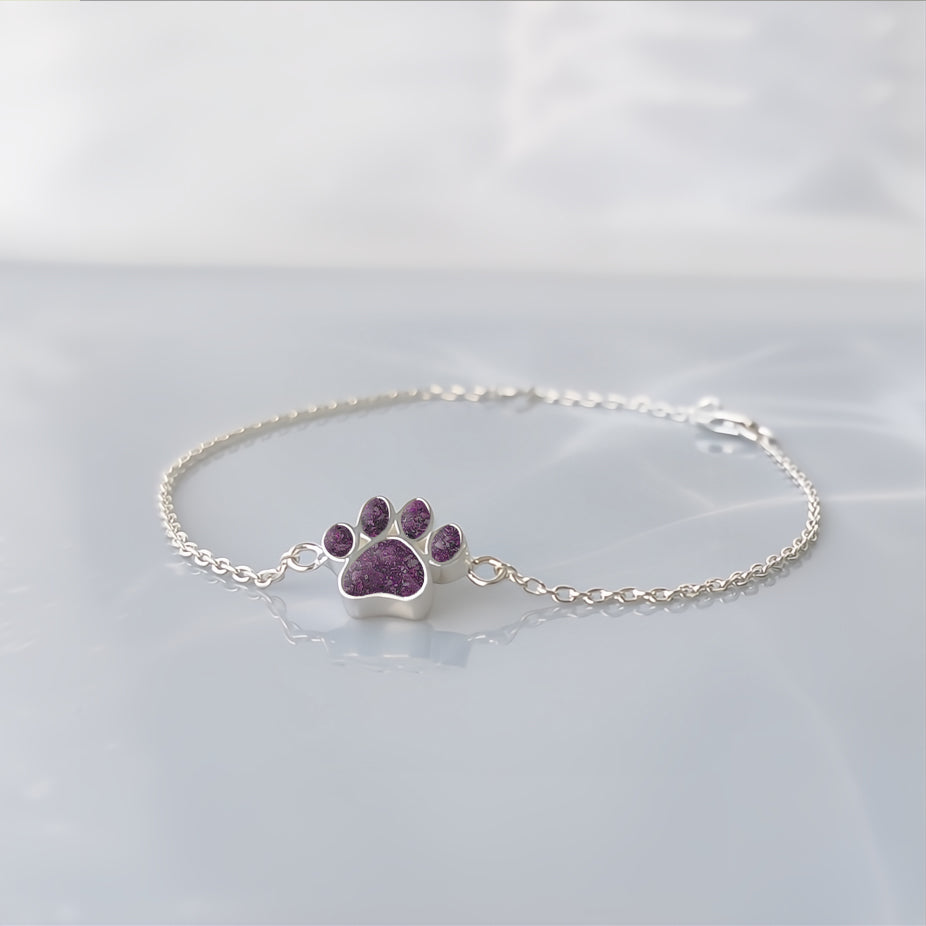 Pulsera de plata · Huella con cenizas de tu mascota