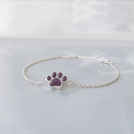 Pulsera de plata · Huella con cenizas de tu mascota