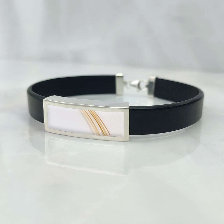 Pulsera de plata · Cuero y plata de pelo de tu mascota