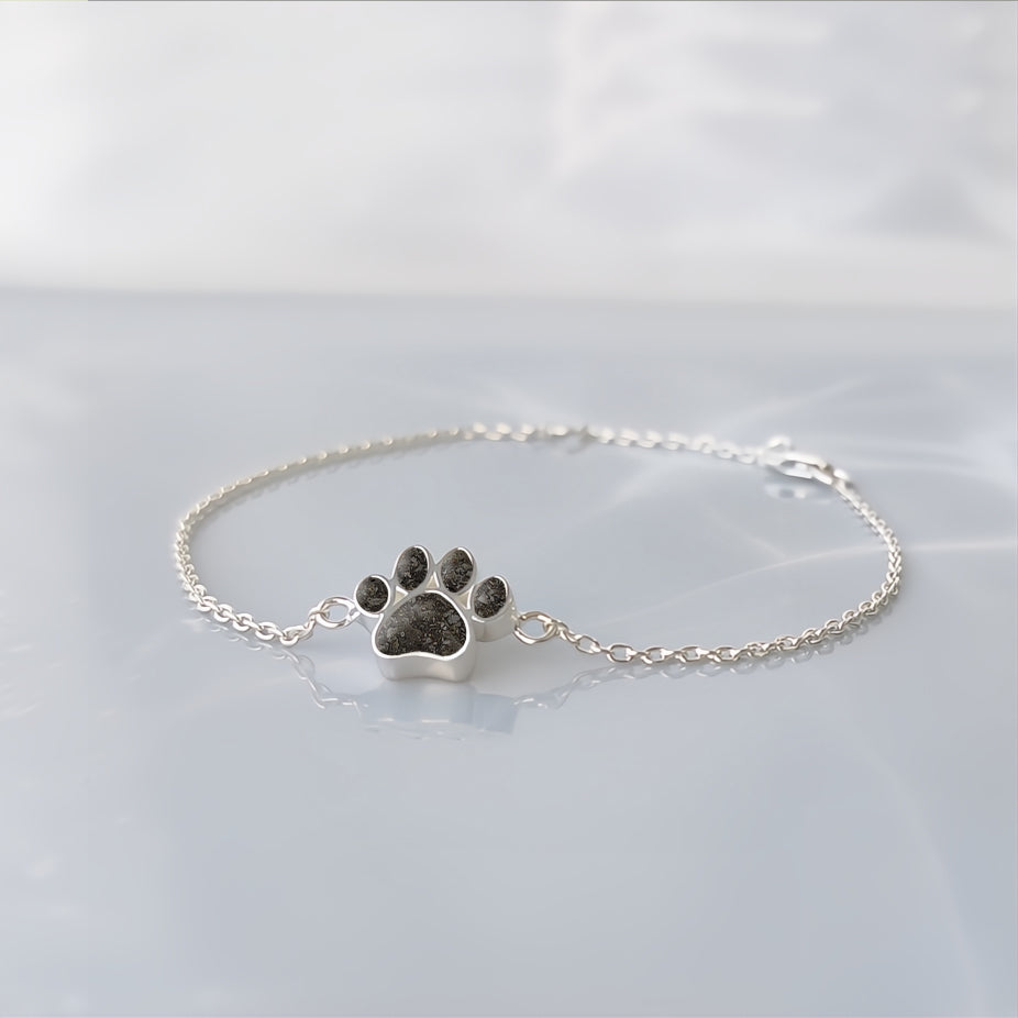 Pulsera de plata · Huella con cenizas de tu mascota