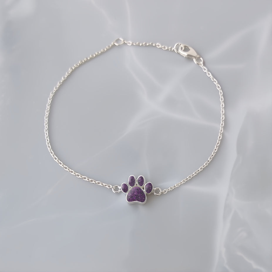 Pulsera de plata · Huella con cenizas de tu mascota