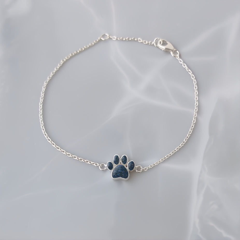 Pulsera de plata · Huella con cenizas de tu mascota