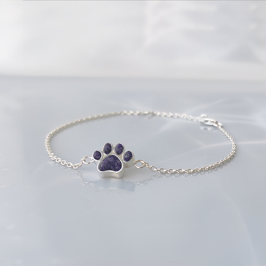 Pulsera de plata · Huella con cenizas de tu mascota