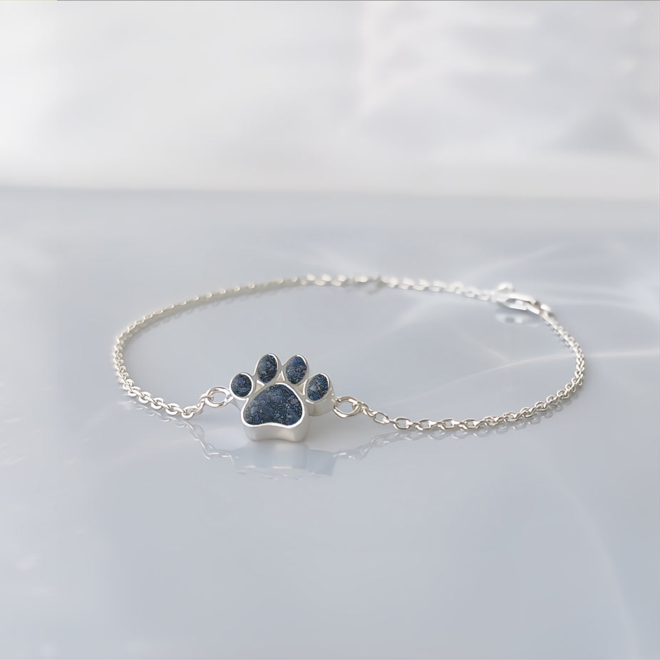 Pulsera de plata · Huella con cenizas de tu mascota