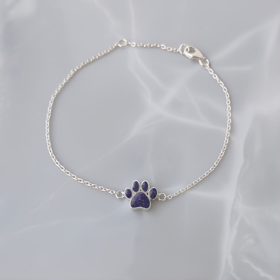 Pulsera de plata · Huella con cenizas de tu mascota