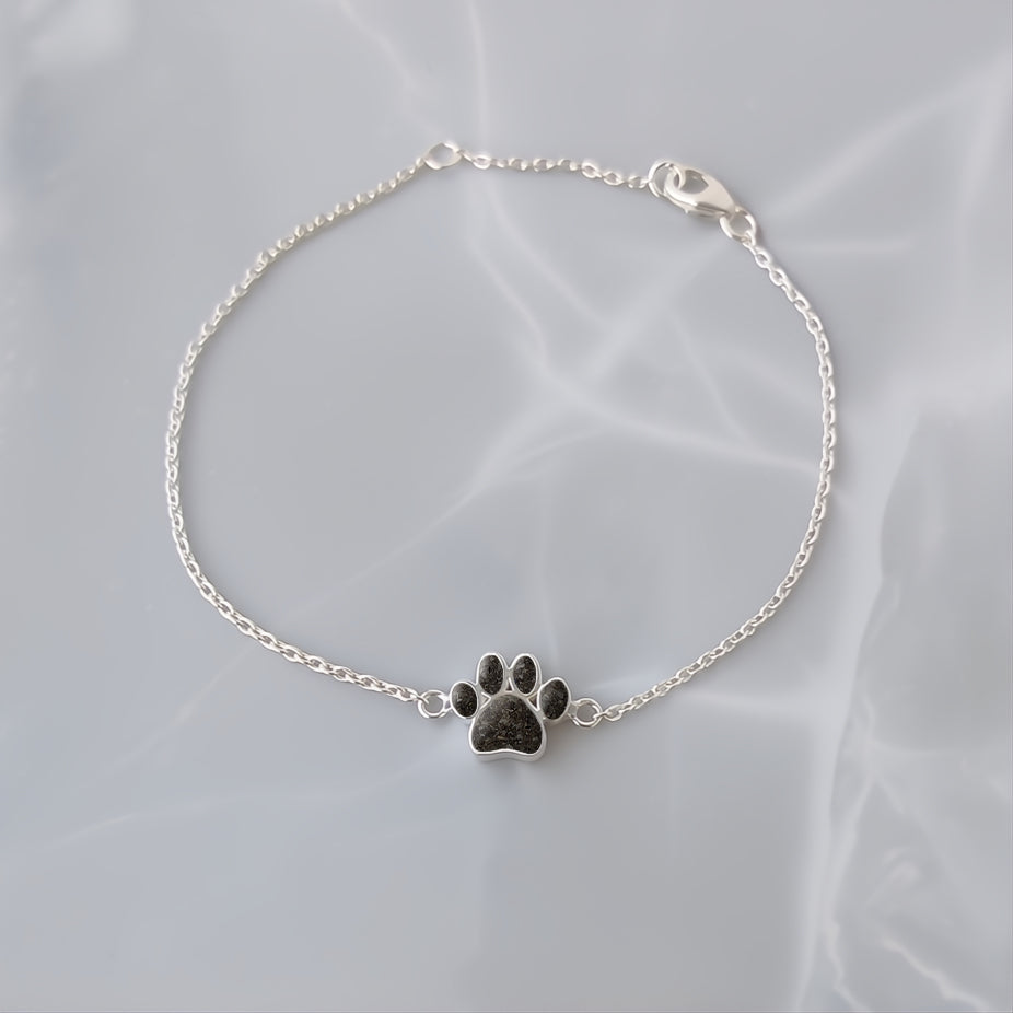 Pulsera de plata · Huella con cenizas de tu mascota