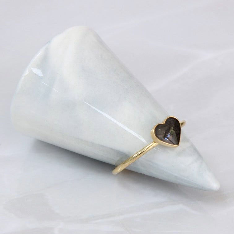 Anillo con Cenizas en Corazón y Aro de Oro 18k