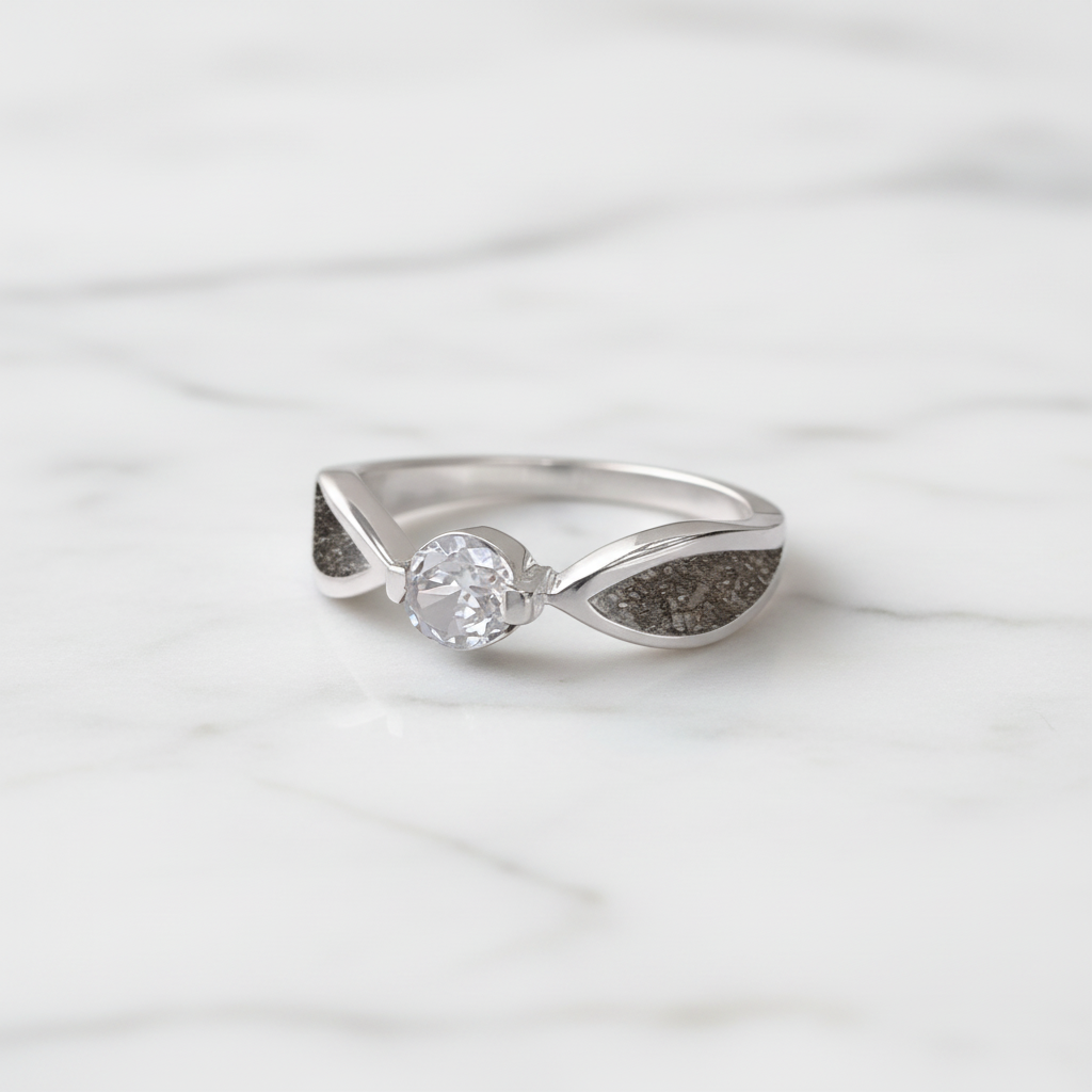 Anillo con Cenizas en Solitario con Circonita 