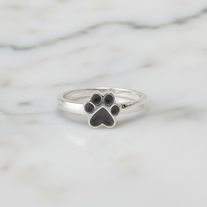 Anillo con Pelo de Mascota en Huella de Plata de Ley