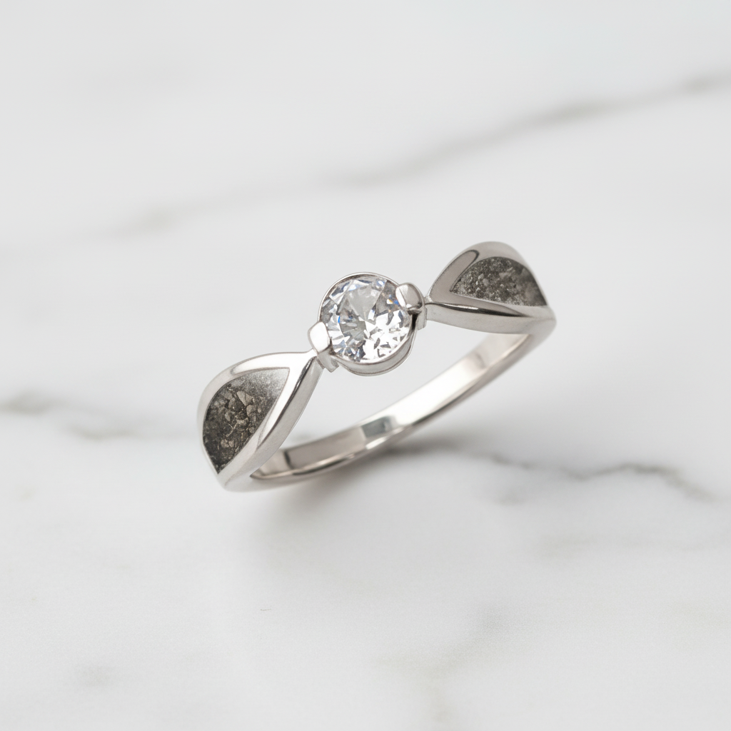 Anillo con Cenizas en Solitario con Circonita