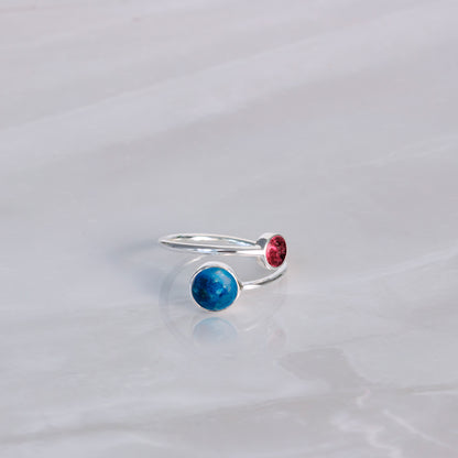 Anillo con Cenizas de Mascota en Doble Círculo (Ajustable)