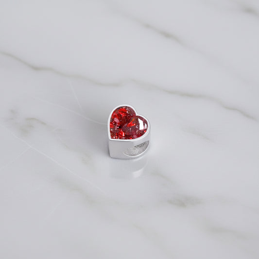 Charm con Cenizas y Brillo en Corazón de Plata de Ley