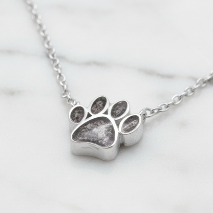 Colgante con Cenizas de Mascota en Huella de Plata con Cadena Integrada