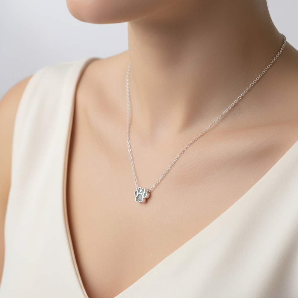 Colgante con Cenizas de Huella de Mascota con Cadena Integrada