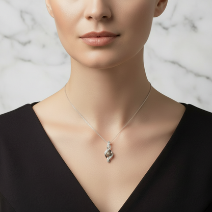 Colgante con Cenizas en Espiral de Plata con Circonitas