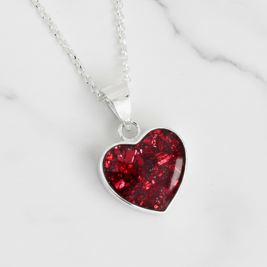 Colgante con Cenizas Corazón Brillante de Plata