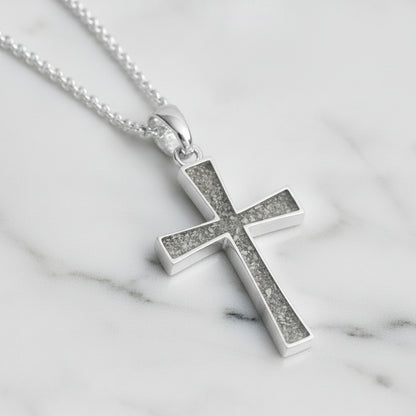 Colgante con Cenizas en Cruz Simple de Plata de Ley 925