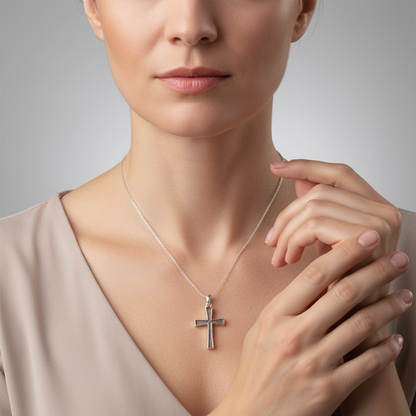 Colgante con Cenizas en Cruz de Plata