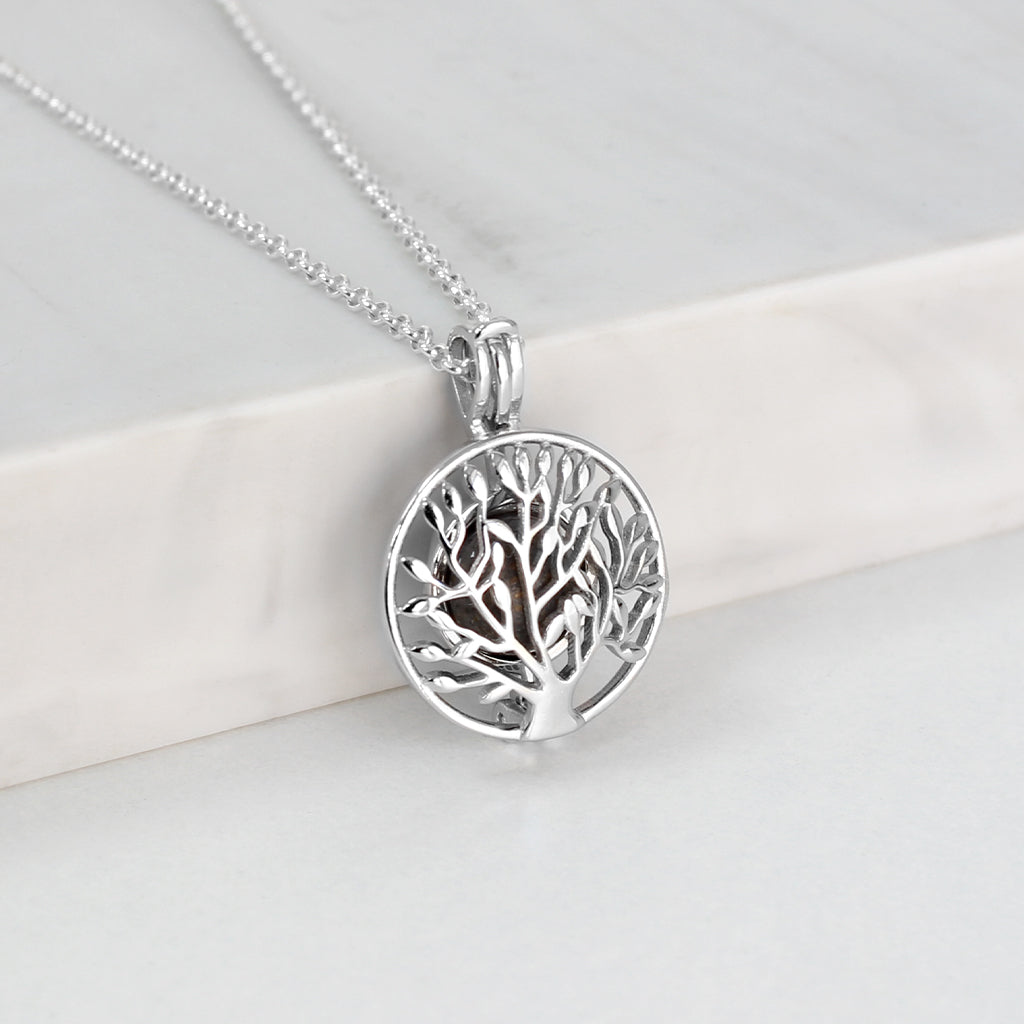 Colgante con Cenizas en Esfera dentro de Jaula Árbol de la Vida de Plata