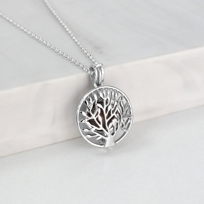 Colgante con Cenizas en Esfera dentro de Jaula Árbol de la Vida de Plata