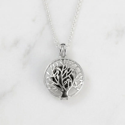 Colgante con Cenizas en Esfera dentro de Jaula Árbol de la Vida de Plata