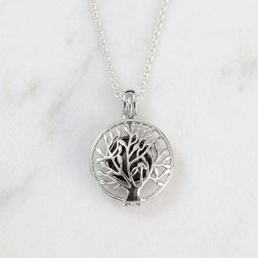 Colgante con Cenizas en Esfera dentro de Jaula Árbol de la Vida de Plata