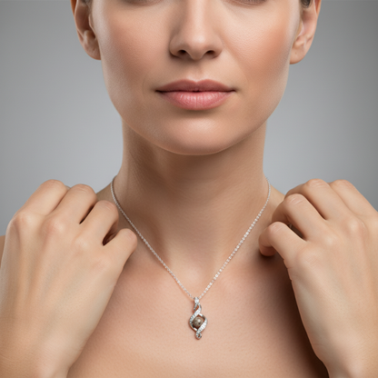 Colgante con Cenizas en Esfera sobre Bucle Infinito de Plata y Circonitas
