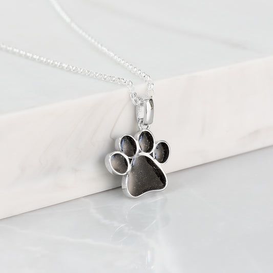 Colgante de Plata de Ley en Huella de Mascota, con Cenizas o Pelo