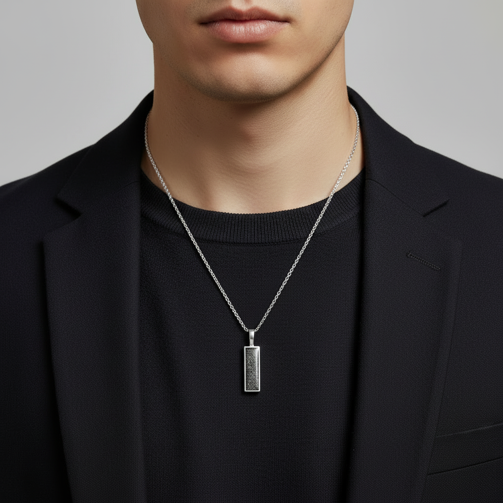 Colgante con Cenizas en Rectángulo de Plata