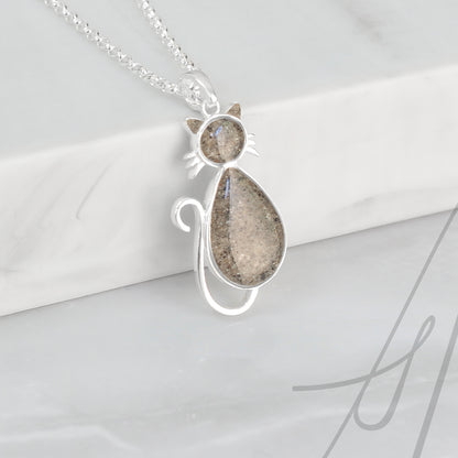 Colgante con Cenizas en Silueta de Gato de Plata de Ley 925