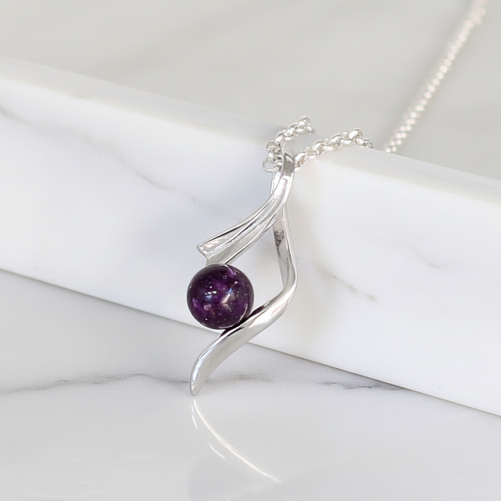 Colgante con Esfera de Cenizas en Lazo Infinito de Plata