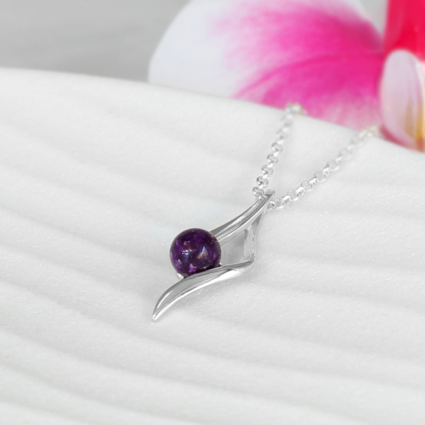 Colgante con Esfera de Cenizas sobre Lazo Infinito de Plata de Ley