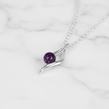 Colgante con Esfera de Cenizas sobre Lazo Infinito de Plata
