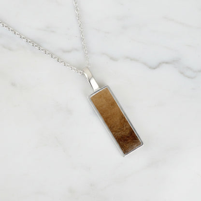 Colgante con Pelo de Mascota en Rectángulo de Plata de Ley 925