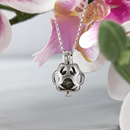 Colgante de plata · Jaula de huella y perla con cenizas de tu mascota