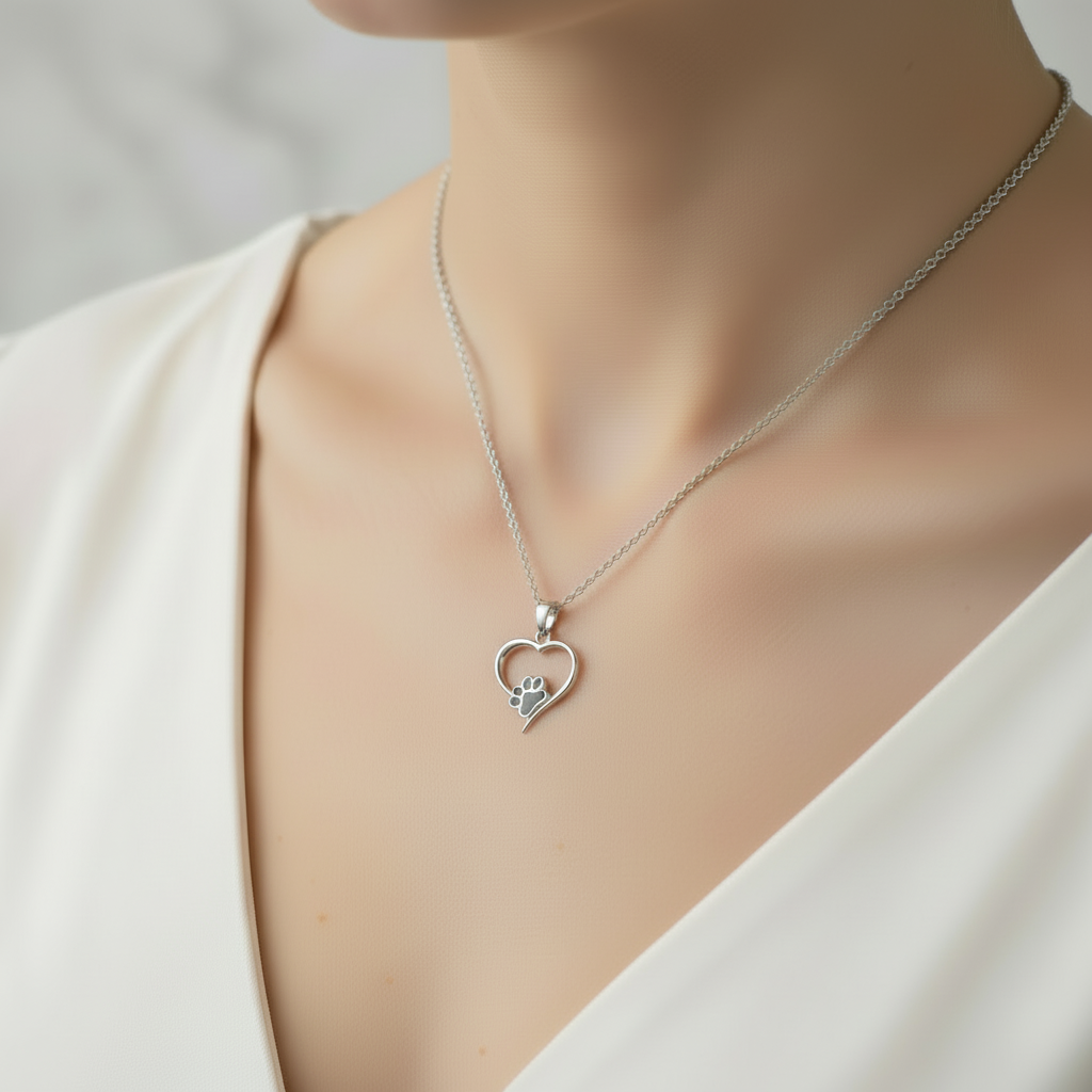 Colgante con Cenizas de Mascota en Huella de Plata