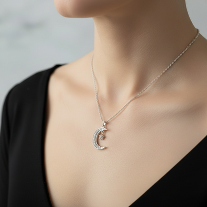 Colgante con Cenizas en Luna y Estrella de Plata