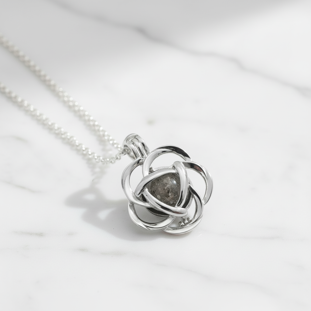 Colgante con Cenizas en Jaula de Flor de Plata